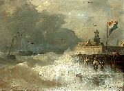 Andreas Achenbach Sturm an der Kuste oil painting artist